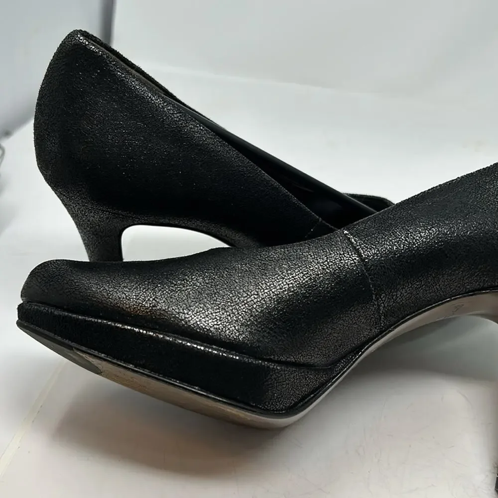 Paul Green Women's Shimmery Black Leather Pumps 4 Inch Heels Size 7